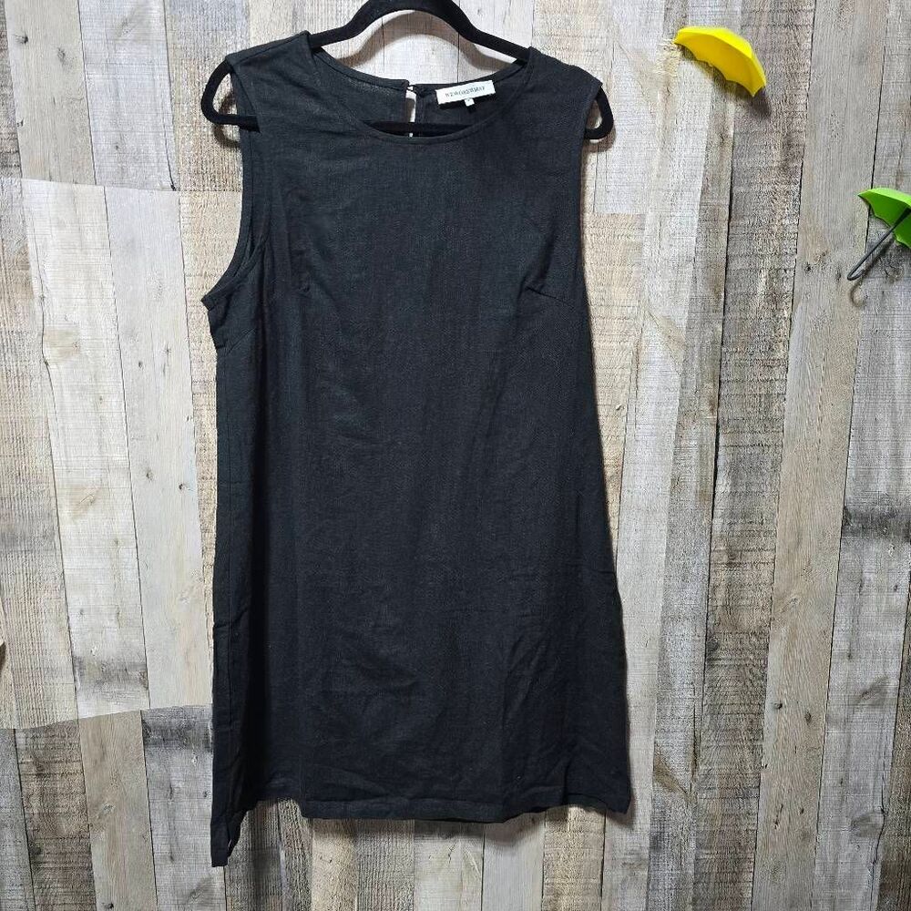 WEWOREWHAT X A-Line Muscle Dress Black XL Linen Blend Minimalist Designer Summer